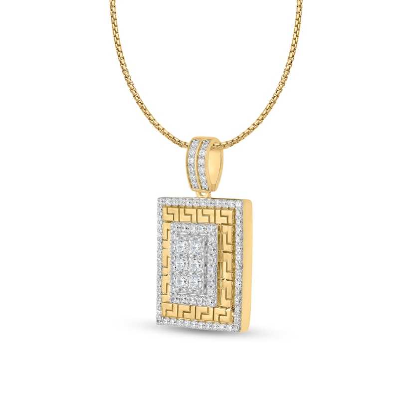 Main Image 2 of 3/4 CT. T.W. Diamond Greek Key Frame Rectangle Pendant in 10K Gold - 22”