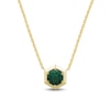 Thumbnail Image 1 of 7.0mm Lab-Created Emerald Solitaire Hexagon Frame Necklace in Sterling Silver with 14K Gold Plate