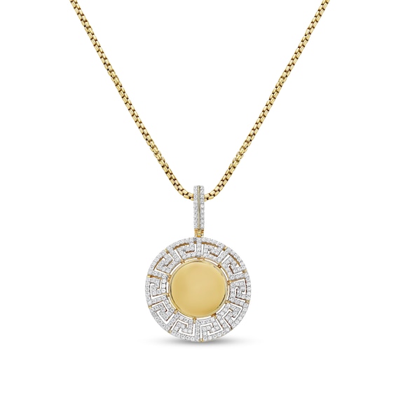 1 CT. T.w. Diamond Openwork Greek Key Border Pendant in 10K Gold - 22”