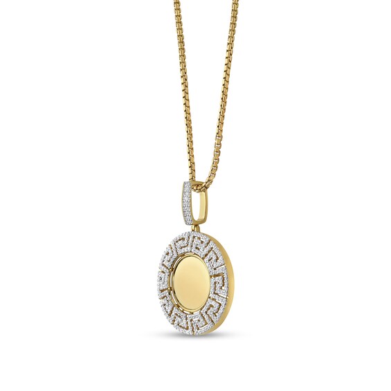 1 CT. T.w. Diamond Openwork Greek Key Border Pendant in 10K Gold - 22”