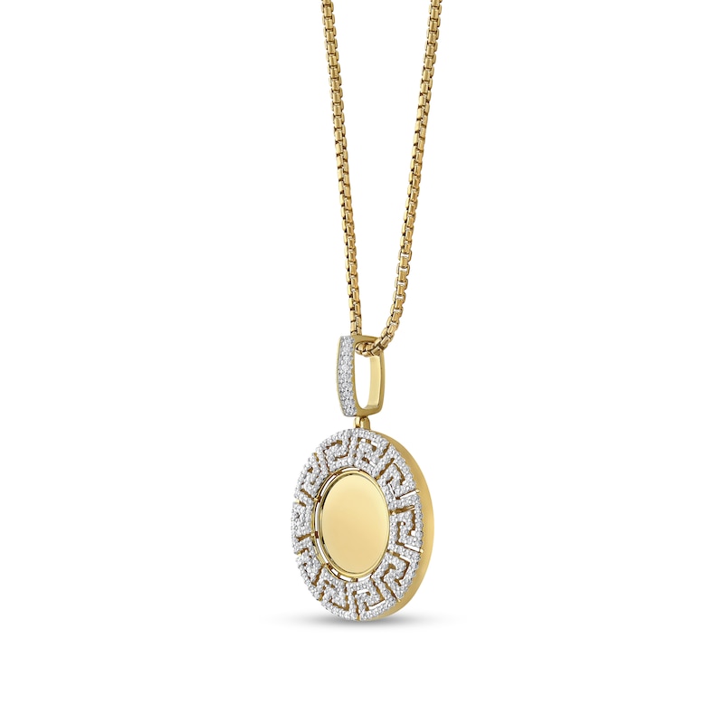 Main Image 2 of 1 CT. T.W. Diamond Openwork Greek Key Border Pendant in 10K Gold - 22”