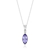 Thumbnail Image 1 of Marquise-Cut Amethyst and White Lab-Created Sapphire Drop Pendant in Sterling Silver