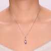 Thumbnail Image 4 of Marquise-Cut Amethyst and White Lab-Created Sapphire Drop Pendant in Sterling Silver
