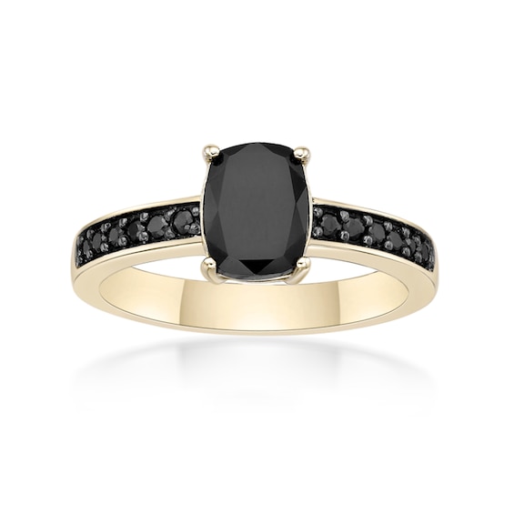 Cushion-Cut Onyx and Black Spinel Ring Sterling Silver with 18K Gold Plate