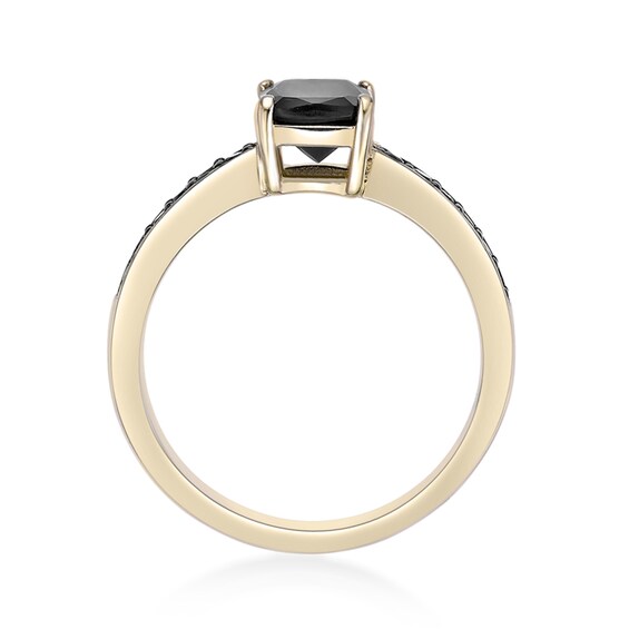 Cushion-Cut Onyx and Black Spinel Ring in Sterling Silver with 18K Gold Plate