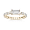 Thumbnail Image 1 of Baguette and Round White Lab-Created Sapphire Eternity Ring in Sterling Silver with 18K Gold Plate