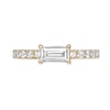 Thumbnail Image 2 of Baguette and Round White Lab-Created Sapphire Eternity Ring in Sterling Silver with 18K Gold Plate