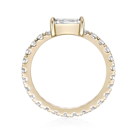Baguette and Round White Lab-Created Sapphire Eternity Ring in Sterling Silver with 18K Gold Plate