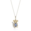 Thumbnail Image 1 of Oval Simulated Aquamarine and White Lab-Created Sapphire Mouse Pendant in Sterling Silver with 18K Gold Plate