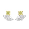 Thumbnail Image 3 of 1 CT. T.W. Marquise and Round Certified White and Yellow Lab-Grown Diamond Stud Earrings in 10K Two-Tone Gold