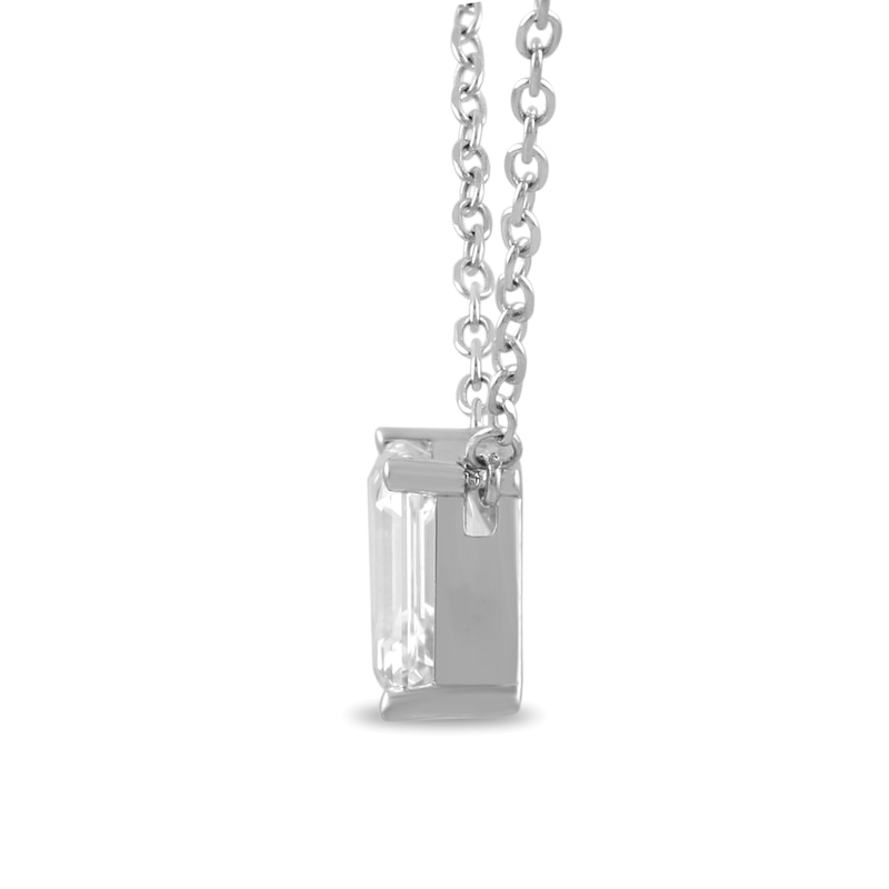 Main Image 2 of 1 CT. T.W. Emerald-Cut and Round Certified White and Yellow Lab-Grown Diamond Necklace in 10K Two-Tone Gold (F/SI2)