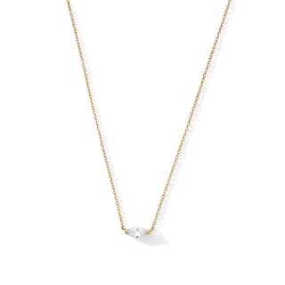Marquise-Cut White Lab-Created Sapphire Sideways Solitaire Necklace in 10K Gold