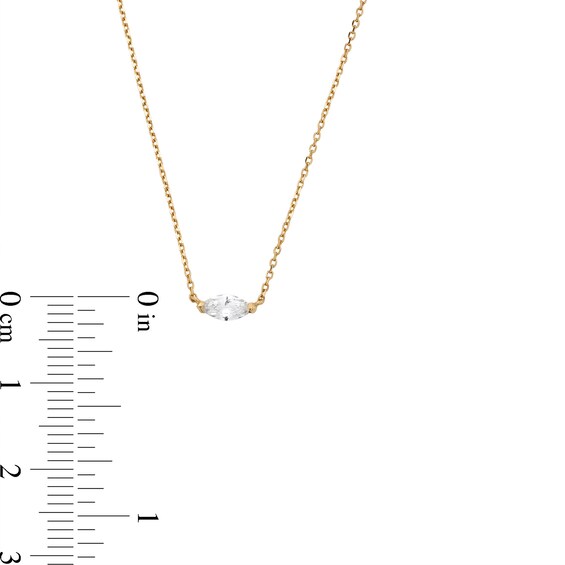 Marquise-Cut White Lab-Created Sapphire Sideways Solitaire Necklace in 10K Gold
