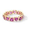 Thumbnail Image 1 of 4.0mm Heart-Shaped Pink Lab-Created Sapphire Alternating Eternity Band in 10K Gold - Size 7