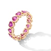 Thumbnail Image 3 of 4.0mm Heart-Shaped Pink Lab-Created Sapphire Alternating Eternity Band in 10K Gold - Size 7