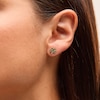 Thumbnail Image 2 of Tsavorite and White Lab-Created Sapphire Clover Stud Earrings in Solid 10K Gold