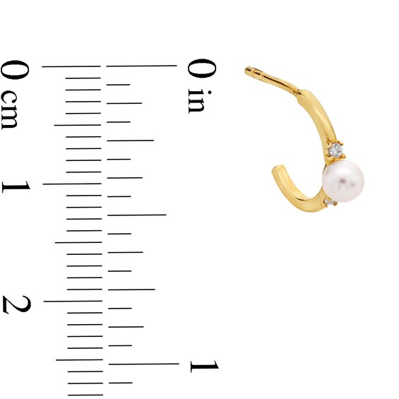 Cultured Mabe Pearl and White Lab-Created Sapphire Open Hoop Earrings in Solid 10K Gold