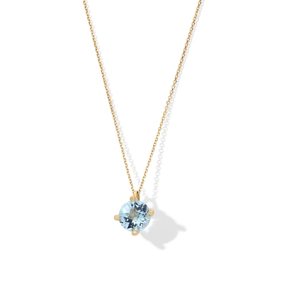 8.0mm Swiss Blue Topaz Solitaire Pendant in 10K Gold