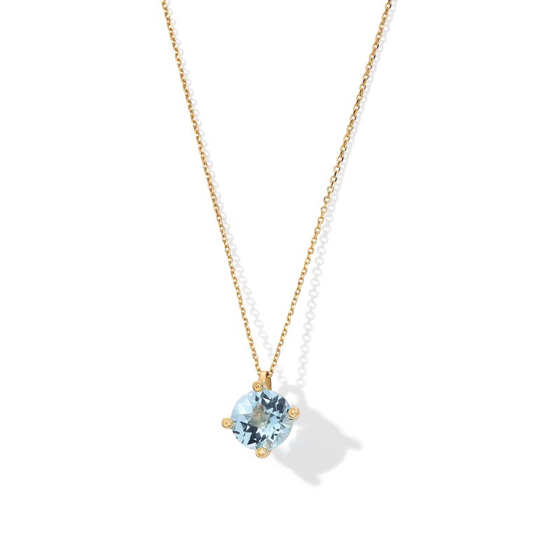 Main Image 1 of 8.0mm Swiss Blue Topaz Solitaire Pendant in 10K Gold