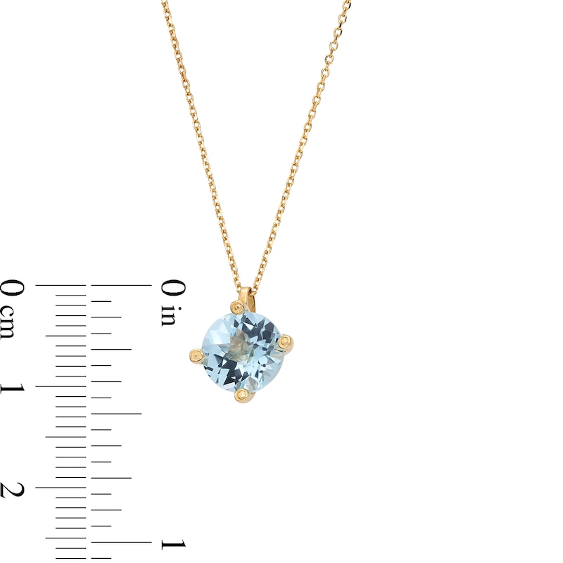 Main Image 3 of 8.0mm Swiss Blue Topaz Solitaire Pendant in 10K Gold