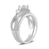 Thumbnail Image 2 of 6.0mm Heart-Shaped White lab-Created Sapphire Frame Crossover Shank Ring in Sterling Silver