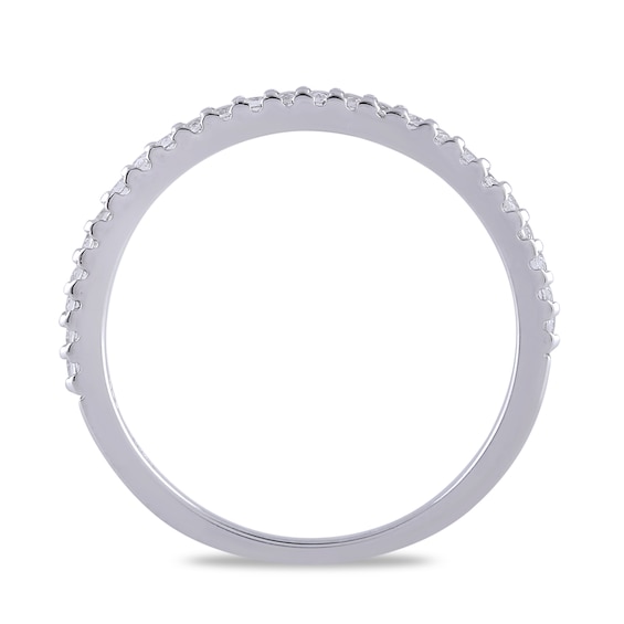 6.0mm Heart-Shaped White lab-Created Sapphire Frame Crossover Shank Ring in Sterling Silver