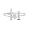 Thumbnail Image 1 of 5.0mm Freshwater Cultured Pearl and 1/20 CT. T.W. Diamond Double Bar Ring in Sterling Silver