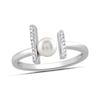 Thumbnail Image 2 of 5.0mm Freshwater Cultured Pearl and 1/20 CT. T.W. Diamond Double Bar Ring in Sterling Silver