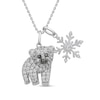 Thumbnail Image 1 of White Lab-Created Sapphire Polar Bear and Snowflake Double Charm Pendant in Sterling Silver