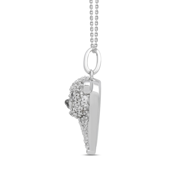 White Lab-Created Sapphire Polar Bear and Snowflake Double Charm Pendant in Sterling Silver