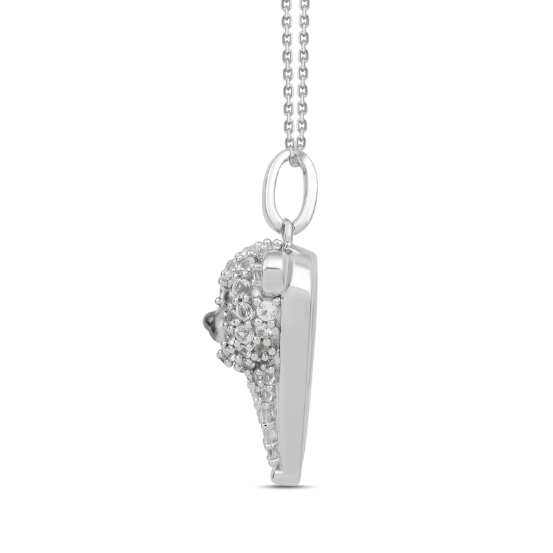 Main Image 3 of White Lab-Created Sapphire Polar Bear and Snowflake Double Charm Pendant in Sterling Silver