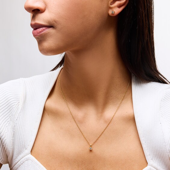 1/3 CT. T.w. Diamond Miracle Solitaire Pendant and Stud Earrings Set in Sterling Silver with 10K Gold Plate