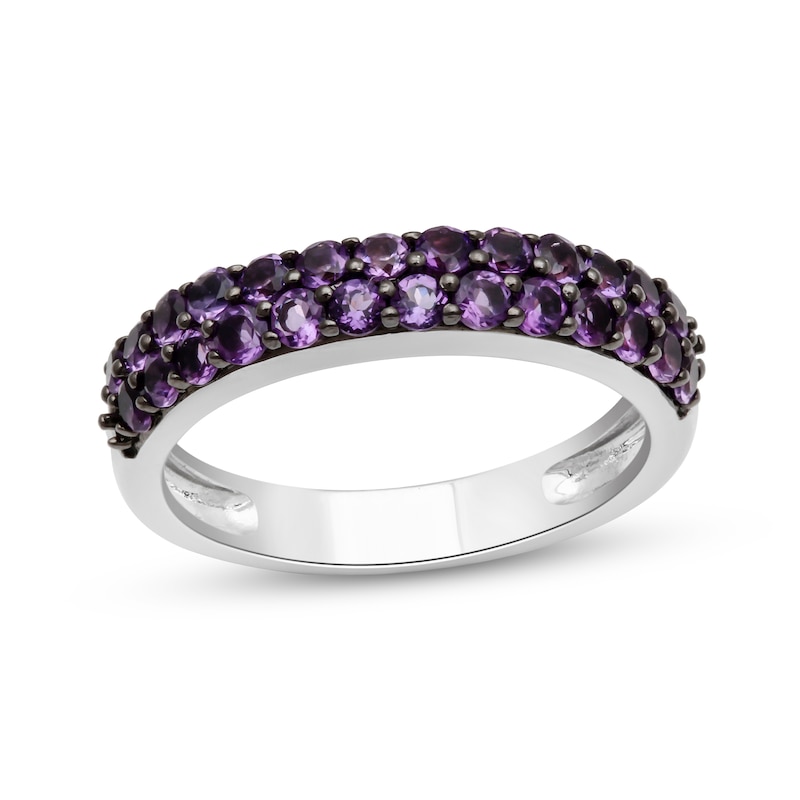 Main Image 1 of Amethyst Double Row Ring in Sterling Silver
