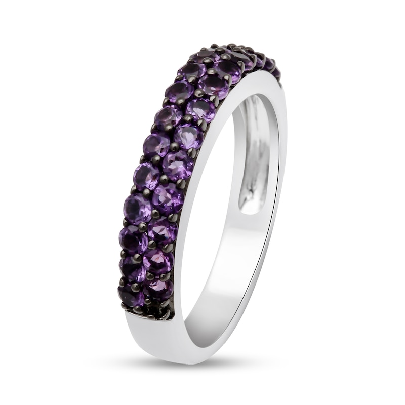 Main Image 2 of Amethyst Double Row Ring in Sterling Silver