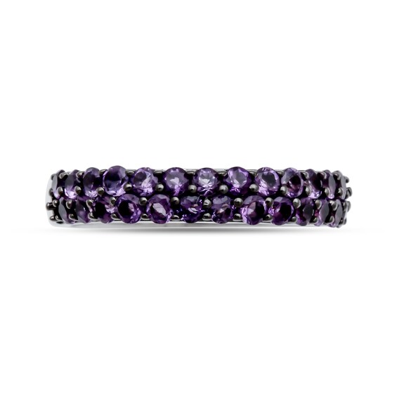 Amethyst Double Row Ring Sterling Silver