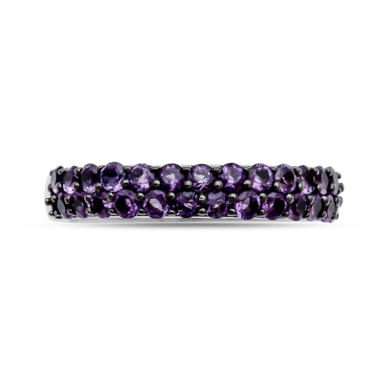 Main Image 3 of Amethyst Double Row Ring in Sterling Silver