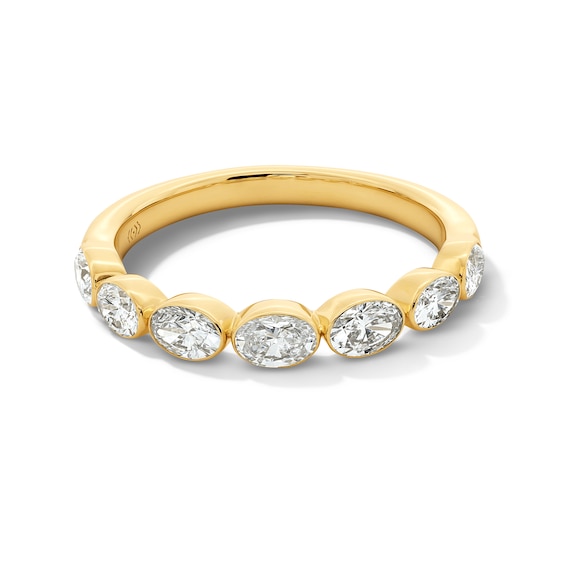1 CT. T.w. Oval Certified Lab-Grown Diamond Bezel-Set Seven Stone Anniversary Band in 14K Gold (F/Vs2)