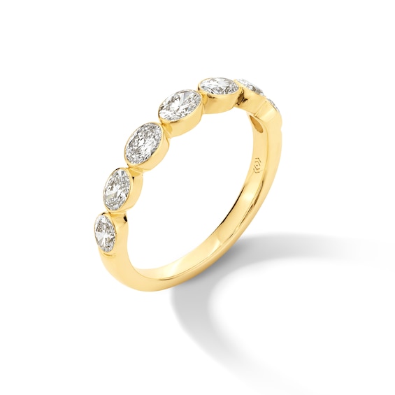 1 CT. T.w. Oval Certified Lab-Grown Diamond Bezel-Set Seven Stone Anniversary Band in 14K Gold (F/Vs2)