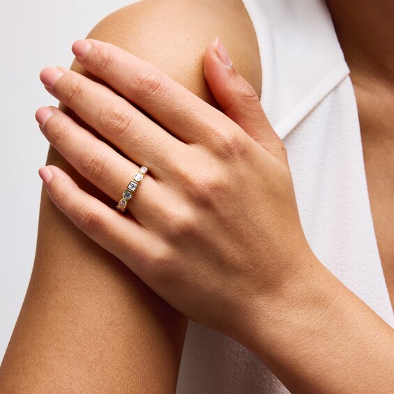1-1/2 CT. T.w. Multi-Shaped Certified Lab-Grown Diamond Bezel-Set Nine Stone Anniversary Band in 14K Gold (F/Vs2)