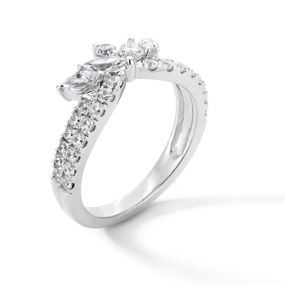 1 CT. T.w. Marquise and Round Certified Lab-Grown Diamond Crown Contour Anniversary Band in 14K White Gold (F/Vs2)