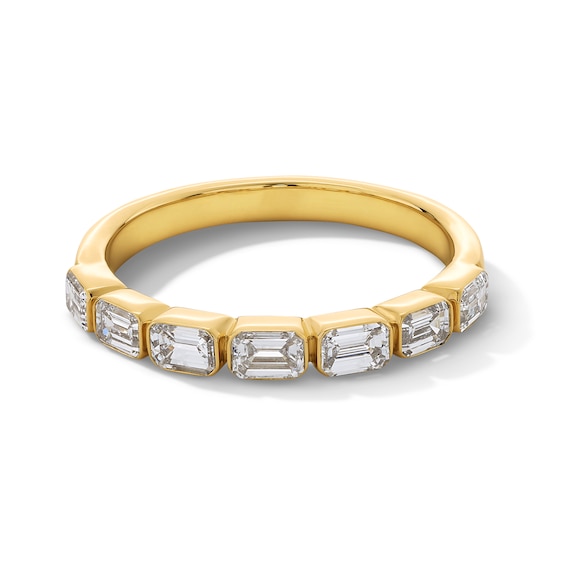 1 CT. T.w. Emerald-Cut Certified Lab-Grown Diamond Bezel-Set Seven Stone Anniversary Band in 14K Gold (F/Vs2)