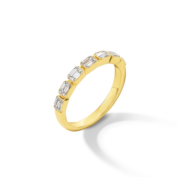 1 CT. T.w. Emerald-Cut Certified Lab-Grown Diamond Bezel-Set Seven Stone Anniversary Band in 14K Gold (F/Vs2)