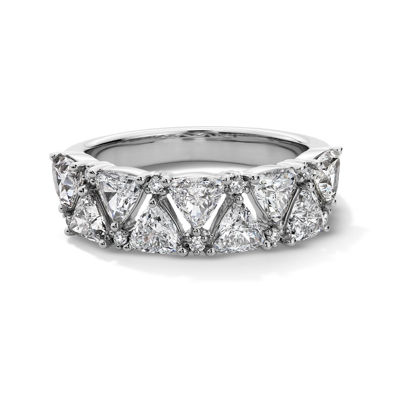 Main Image 1 of 1-3/4 CT. T.W. Trillion-Cut and Round Certified Lab-Grown Diamond Anniversary Band in 14K White Gold (F/VS2)