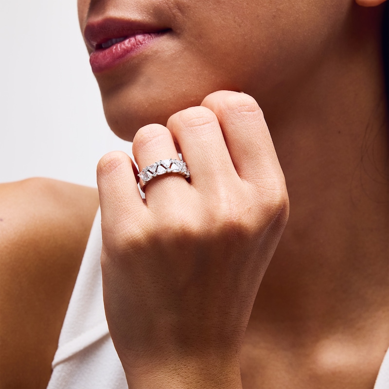 Main Image 2 of 1-3/4 CT. T.W. Trillion-Cut and Round Certified Lab-Grown Diamond Anniversary Band in 14K White Gold (F/VS2)
