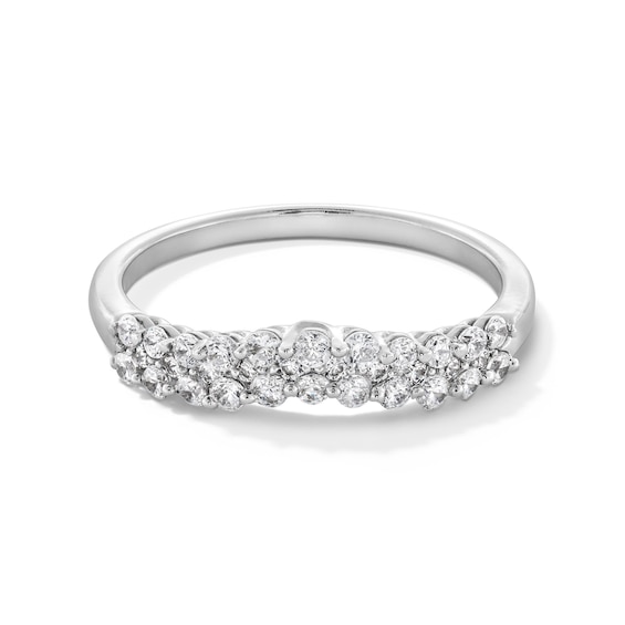 1/2 CT. T.w. Diamond Triple Row Contour Anniversary Band in 14K White Gold