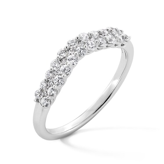 1/2 CT. T.w. Diamond Triple Row Contour Anniversary Band in 14K White Gold