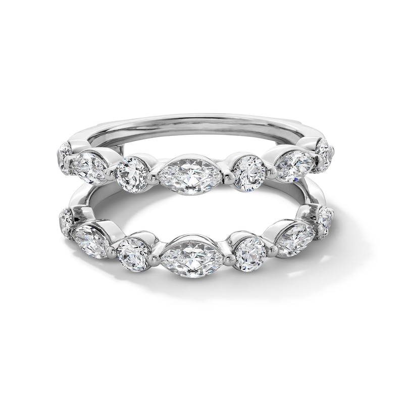 Main Image 1 of 1-1/2 CT. T.W. Marquise and Round Certified Lab-Grown Diamond Solitaire Enhancer in 14K White Gold (F/VS2)