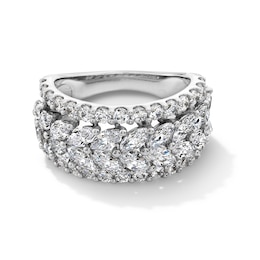 3 CT. T.W. Marquise and Round Certified Lab-Grown Diamond Multi-Row Anniversary Band in 14K White Gold (F/VS2)
