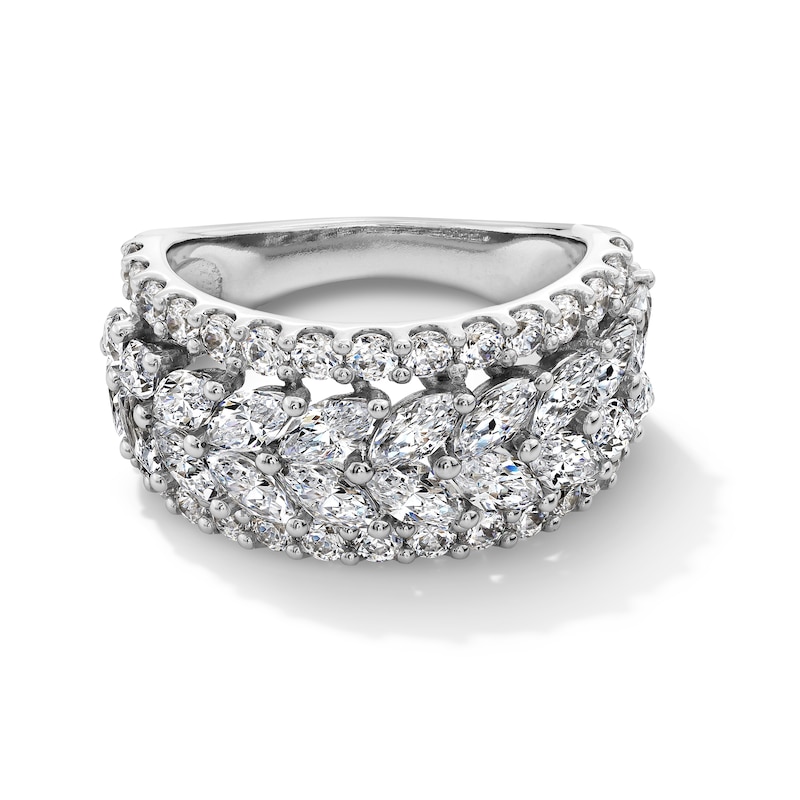 Main Image 1 of 3 CT. T.W. Marquise and Round Certified Lab-Grown Diamond Multi-Row Anniversary Band in 14K White Gold (F/VS2)