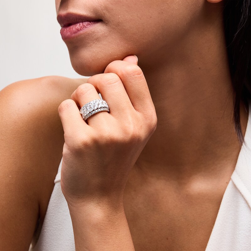 Main Image 2 of 3 CT. T.W. Marquise and Round Certified Lab-Grown Diamond Multi-Row Anniversary Band in 14K White Gold (F/VS2)